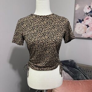 Cheetah Print String Tie Crop Top